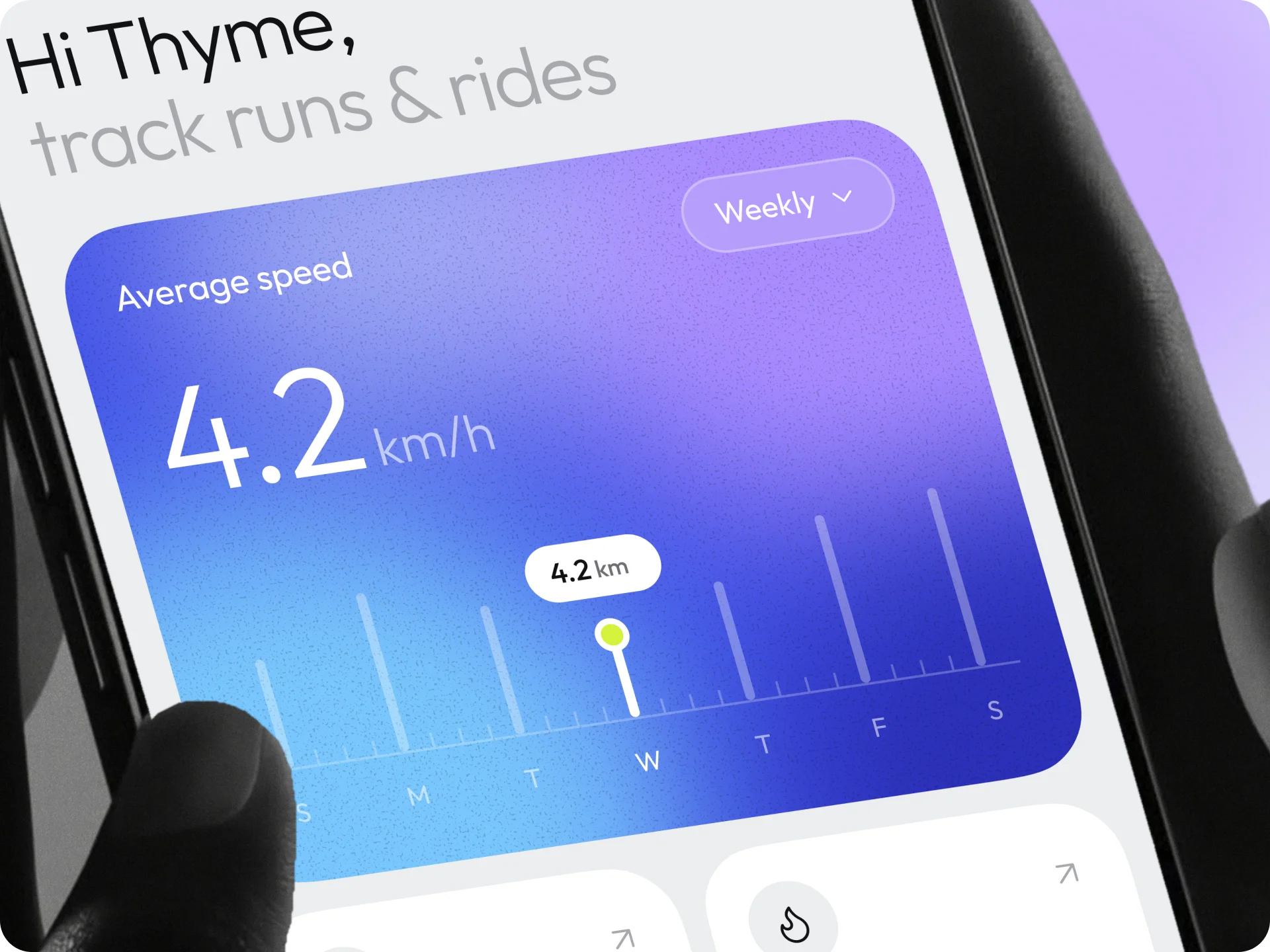 A close-up of the weekly average speed card.