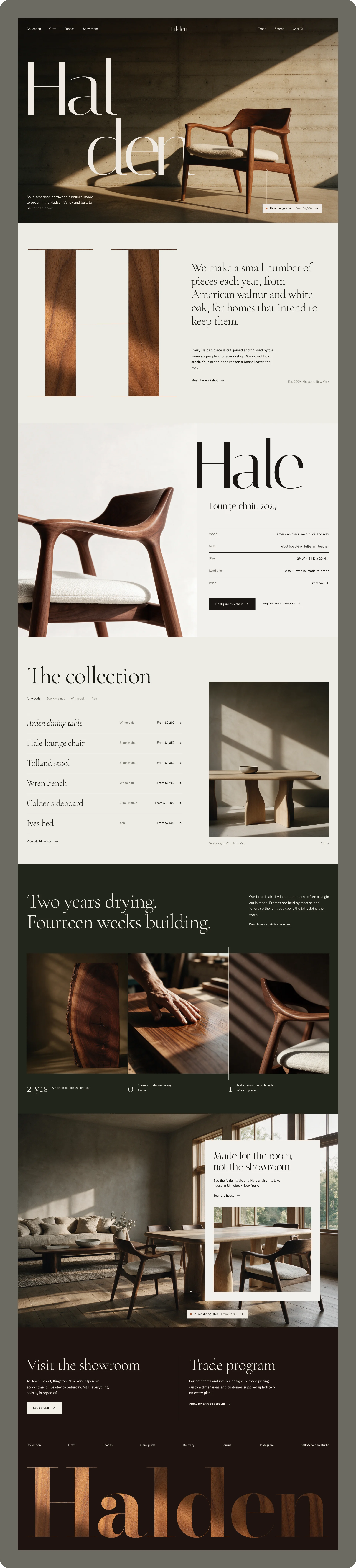 The full Halden landing page from the hero to the footer.